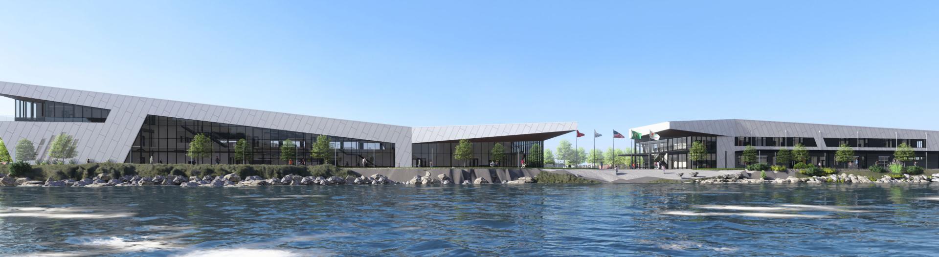 Exterior rendering of the Port Maritime Center campus